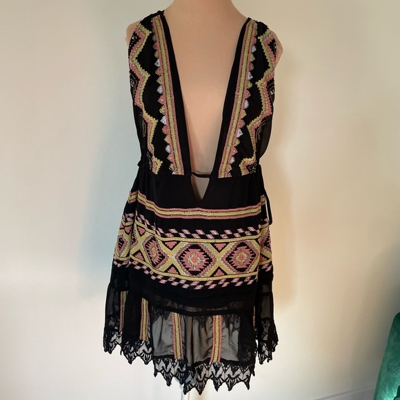 RAMY BROOK Kendyl Geometric-Print Bead Embroiderer Mini Coverup Dress EUC Size S - Picture 5 of 12